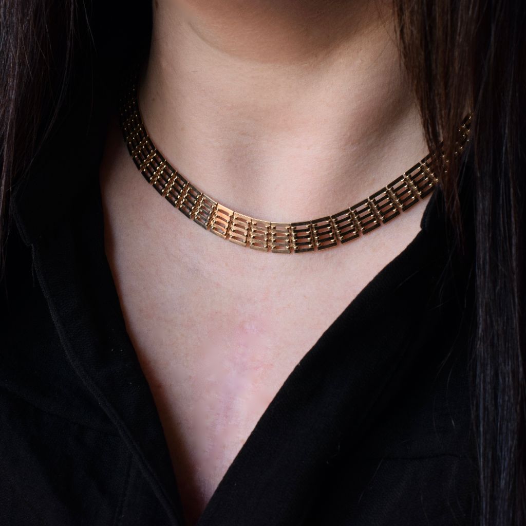 Vintage 9ct Yellow Gold ‘Gate-link’ Collar Necklace 1969