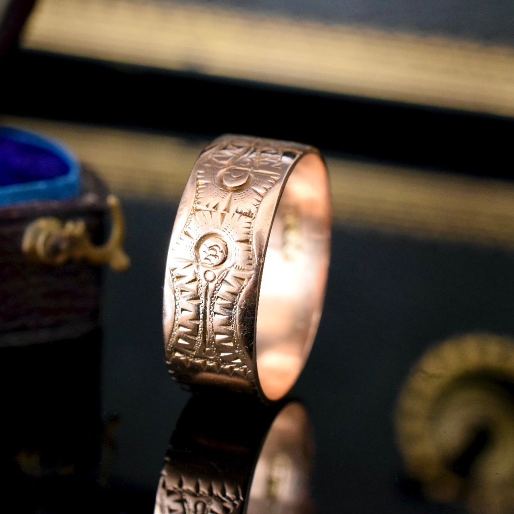 Antique Colonial Australian 9ct Rose Gold Pattered Cigar Band by Robert Robertson