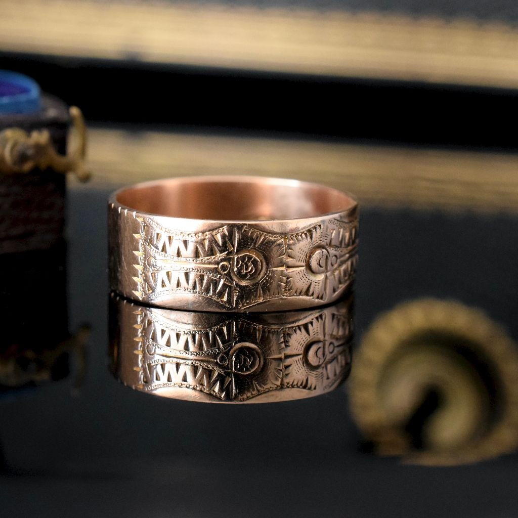 Antique Colonial Australian 9ct Rose Gold Pattered Cigar Band by Robert Robertson