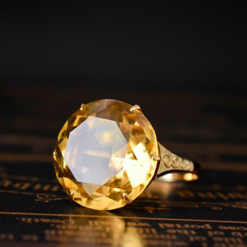 Vintage 14ct Yellow Gold Citrine Cocktail Ring