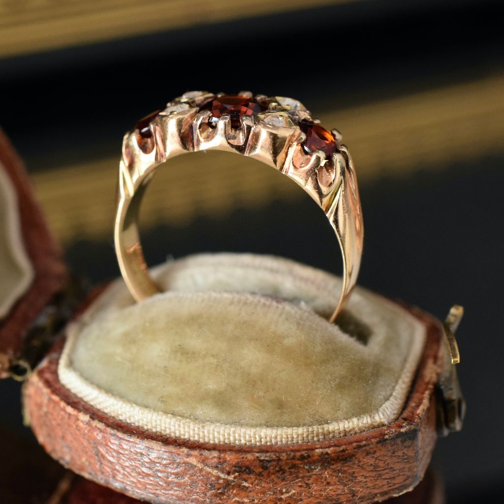 Antique Australian 15ct Rose Gold Garnet Doublet And Diamond Ring By William Drummond Circa 1905