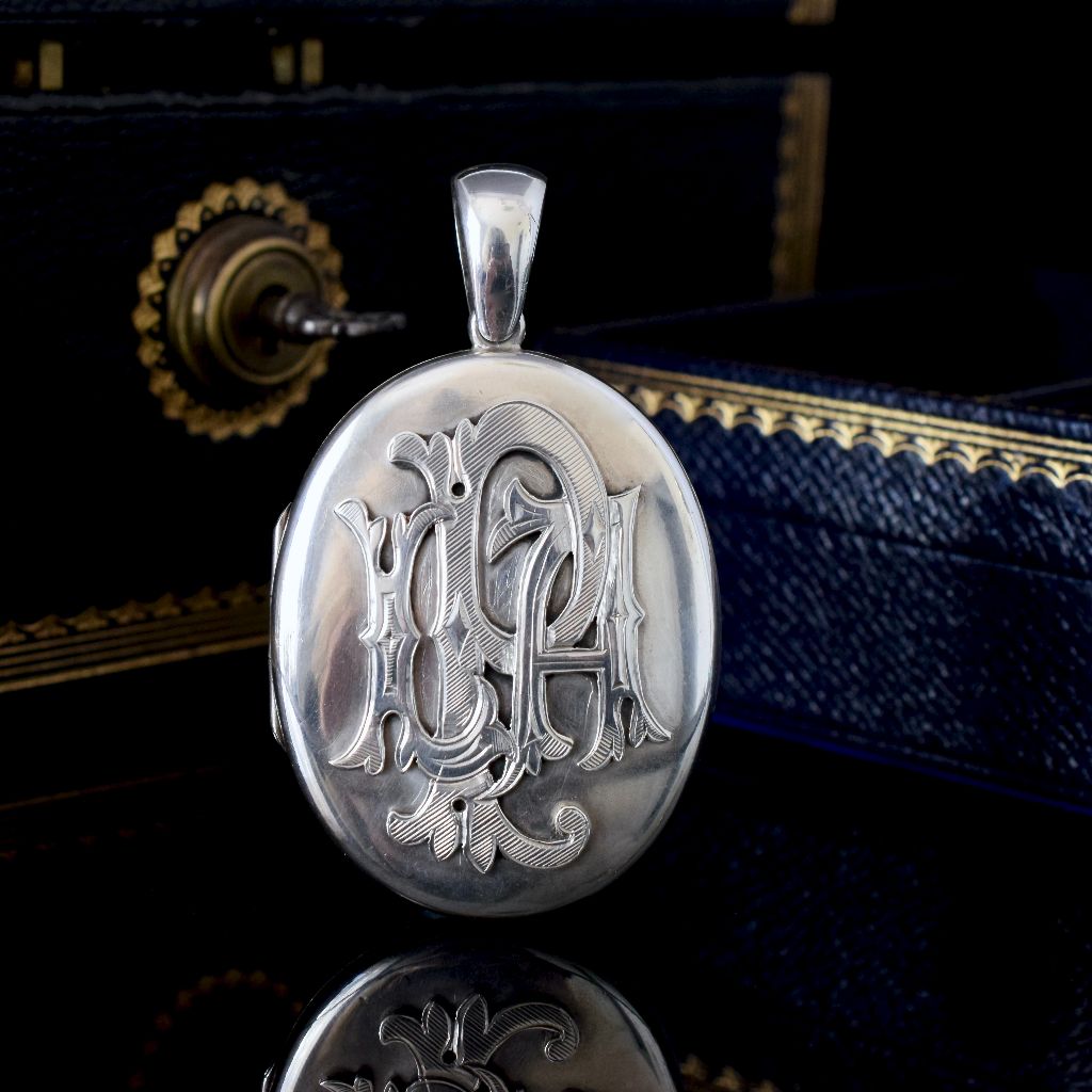 Antique Victorian/ Early Edwardian Sterling Silver Monogram Heavy Locket