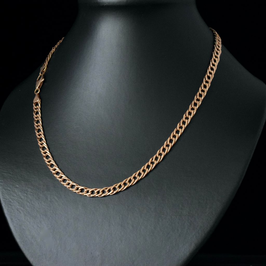 Modern 9ct Rose Gold Italian Flat Curblink Necklace/Chain