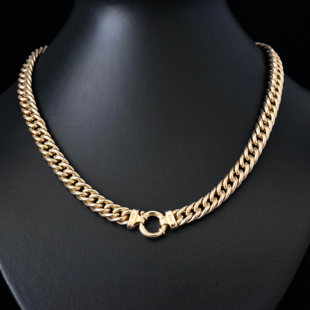 Modern Heavy 9ct Yellow Gold Curblink Necklace 50.82 Grams