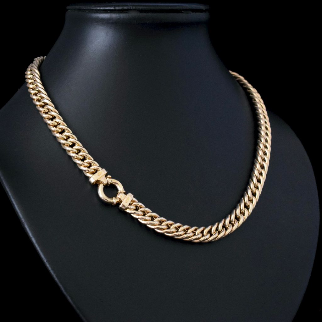 Modern Heavy 9ct Yellow Gold Curblink Necklace 50.82 Grams