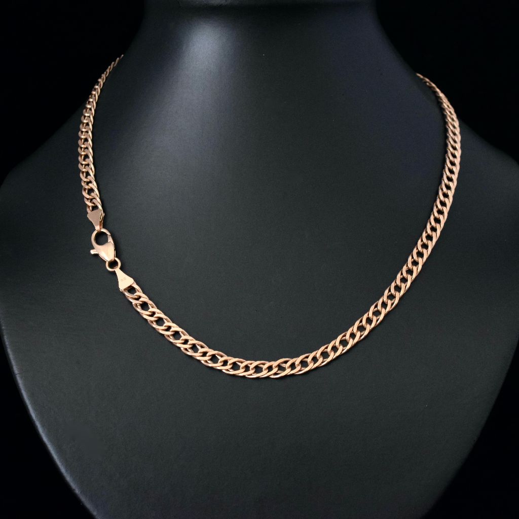 Modern 9ct Rose Gold Italian Flat Curblink Necklace/Chain