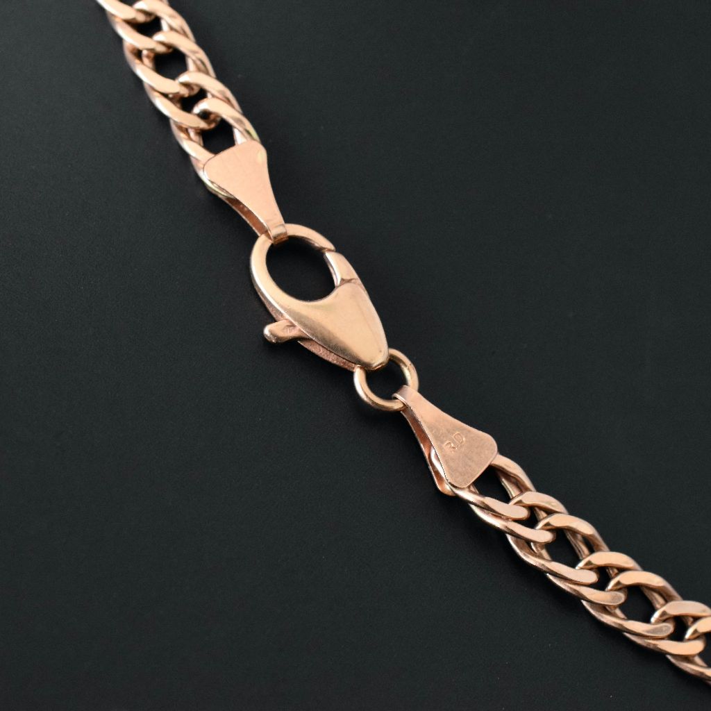 Modern 9ct Rose Gold Italian Flat Curblink Necklace/Chain