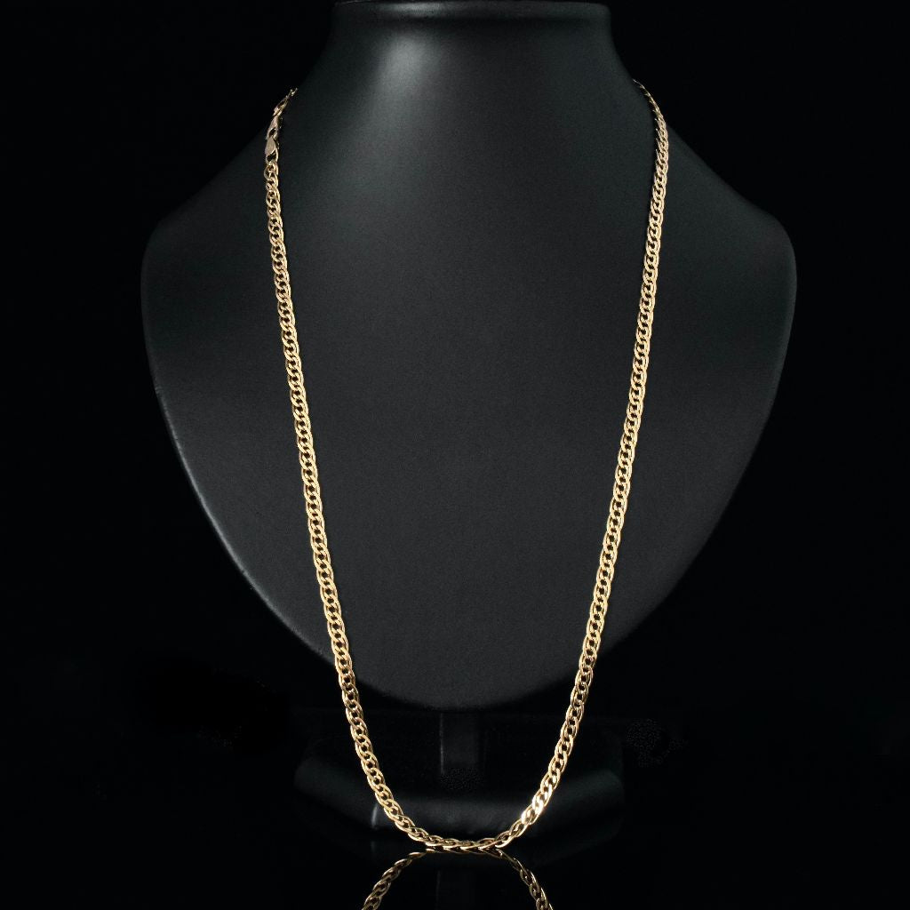 Modern 9ct Yellow Gold Fancy Double Curblink Chain Necklace