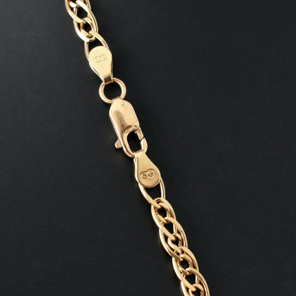 Modern 9ct Yellow Gold Fancy Double Curblink Chain Necklace