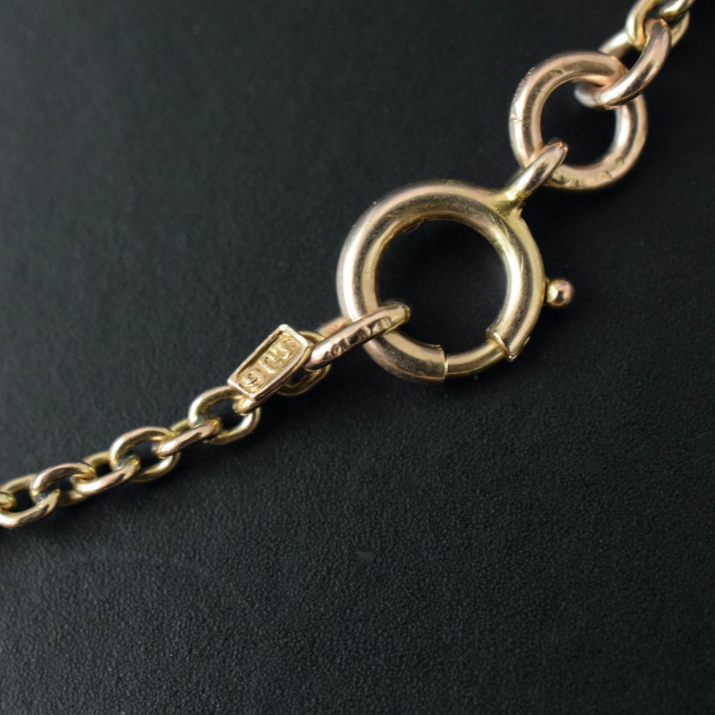Antique 9ct Yellow Gold Long Guard/Muff Chain 134cm