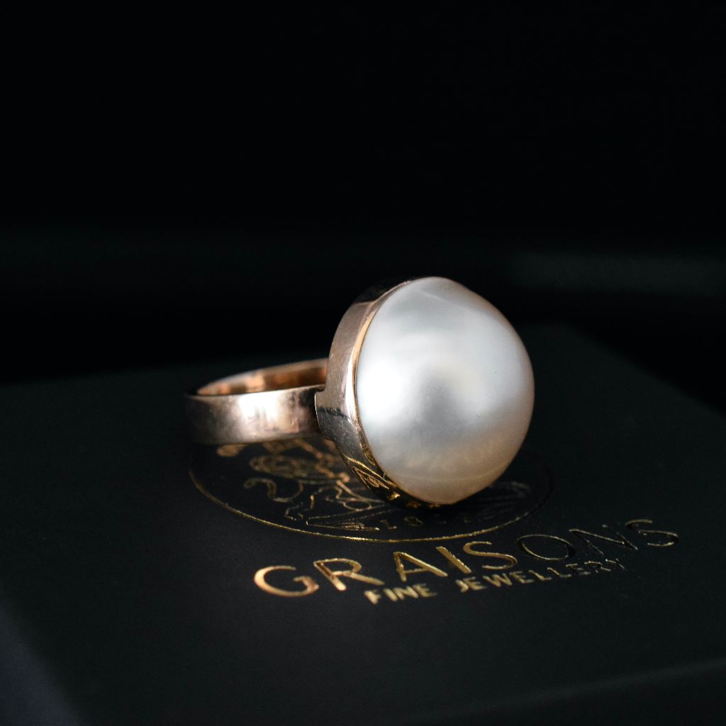 Superb 9ct Rose Gold 15mm Mabe Pearl Ring