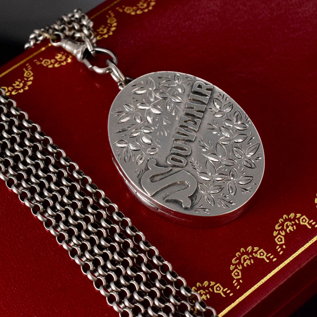 Antique Sterling Silver ‘Souvenir’ Locket Hallmarked For 1876