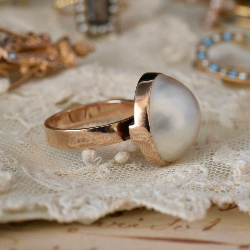 Superb 9ct Rose Gold 15mm Mabe Pearl Ring