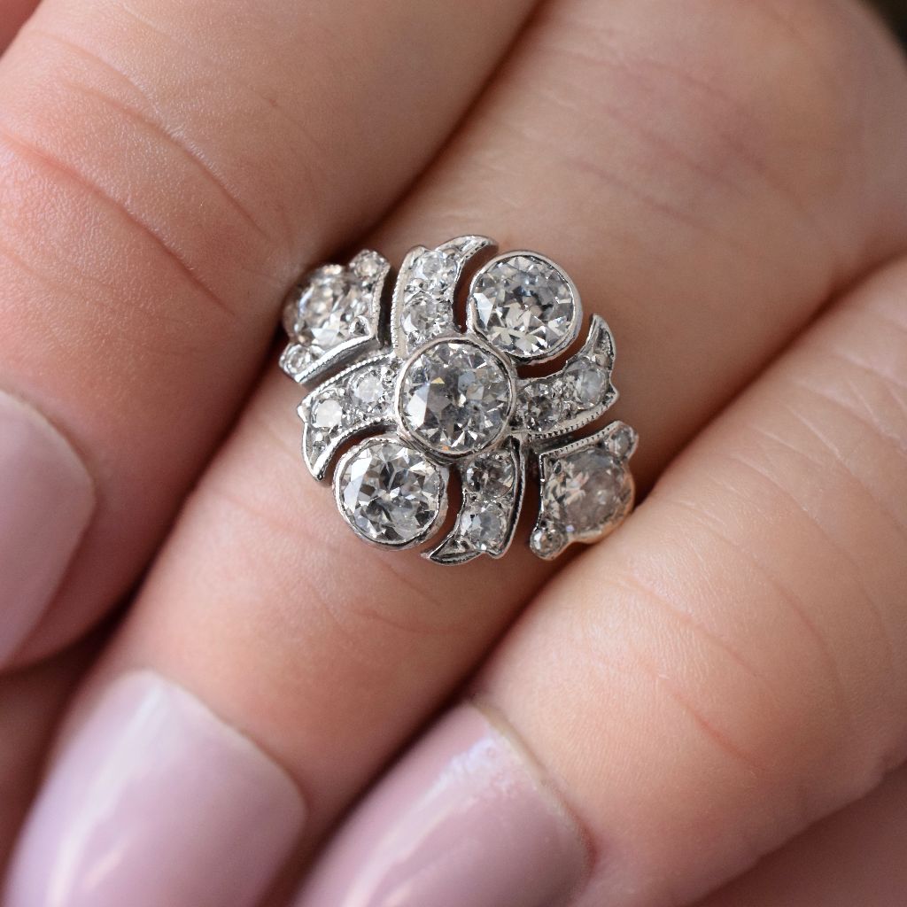 Antique Art Deco 18ct White Gold Diamond ring Circa 1920: Independent Valuation Included In Purchase For $8500.00