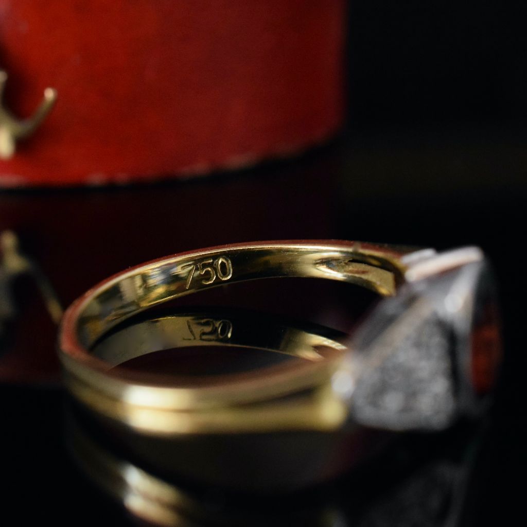 Modern 18ct Yellow Gold Garnet And Diamond Ring