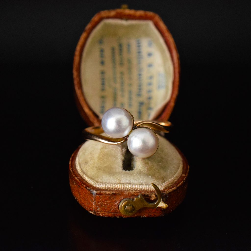 Vintage 14ct Rose Gold ’Toi et Moi’ Pearl Ring