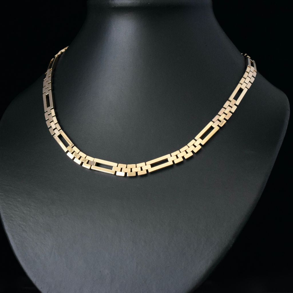 Vintage 9ct Yellow Gold ‘Gate-link’ Collar Necklace London 1993