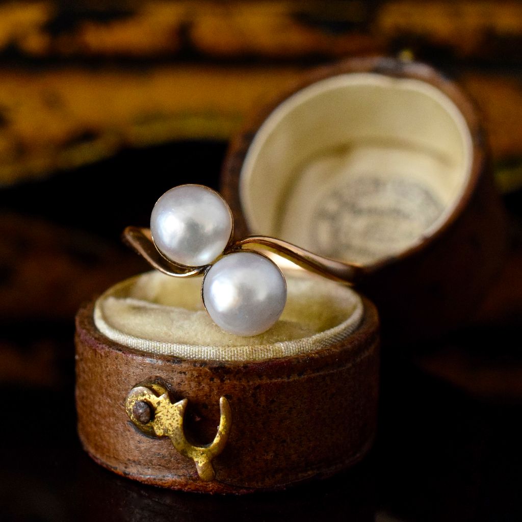 Vintage 14ct Rose Gold ’Toi et Moi’ Pearl Ring