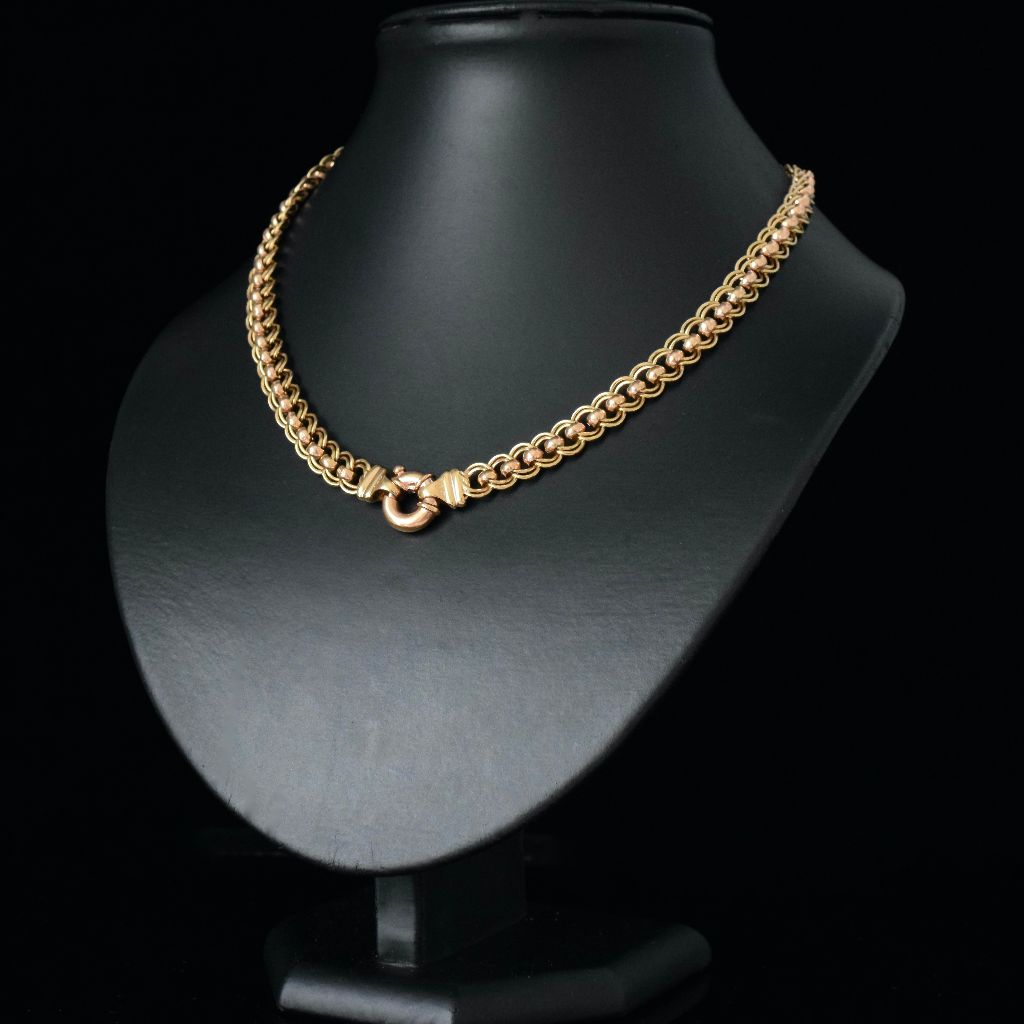 Modern 9ct Rose And Yellow Gold ‘Rollo’ Necklace