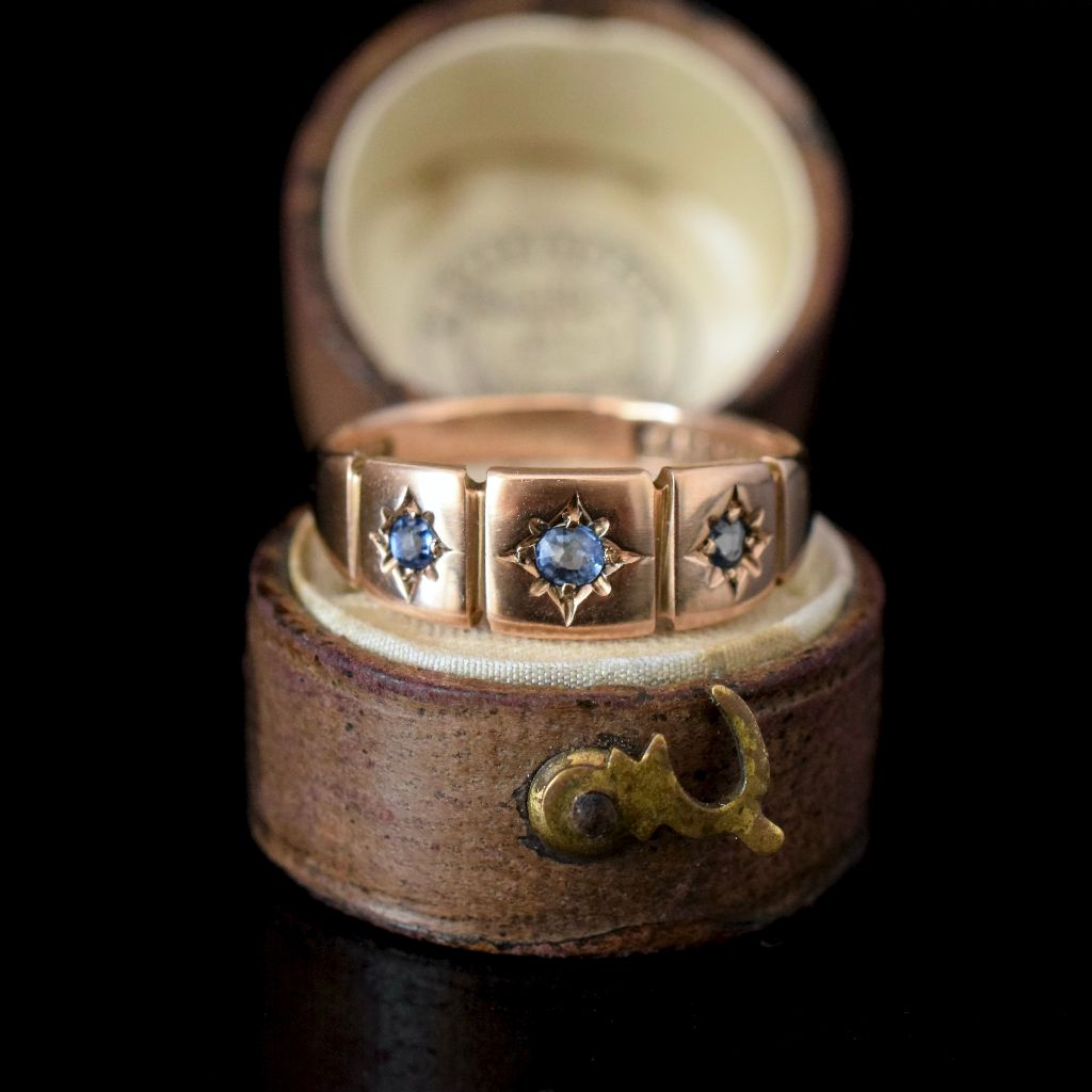 Antique Australian 15ct Rose Gold Sapphire Gypsy Ring