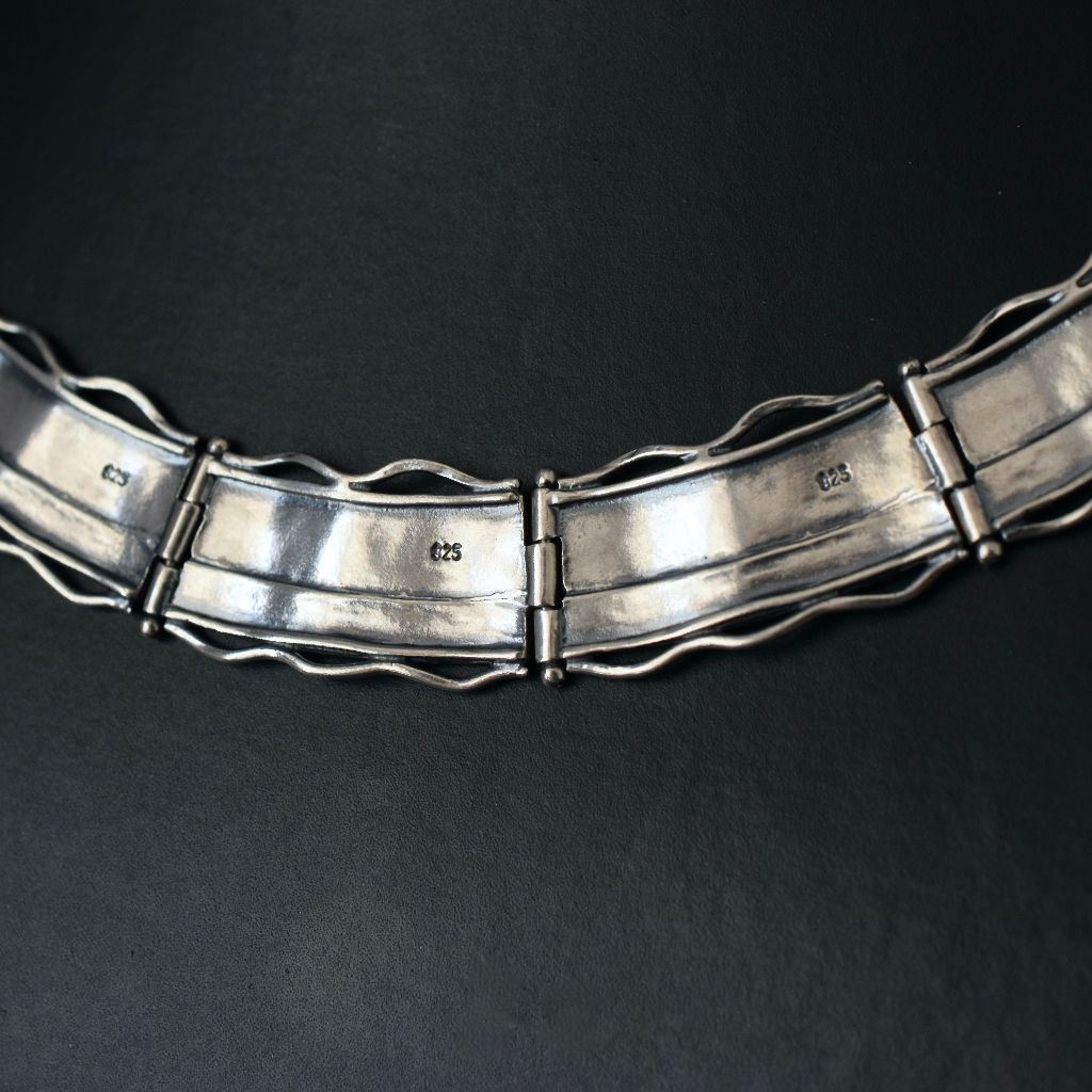 Vintage Sterling Silver Collar Style Necklace Made In Israel