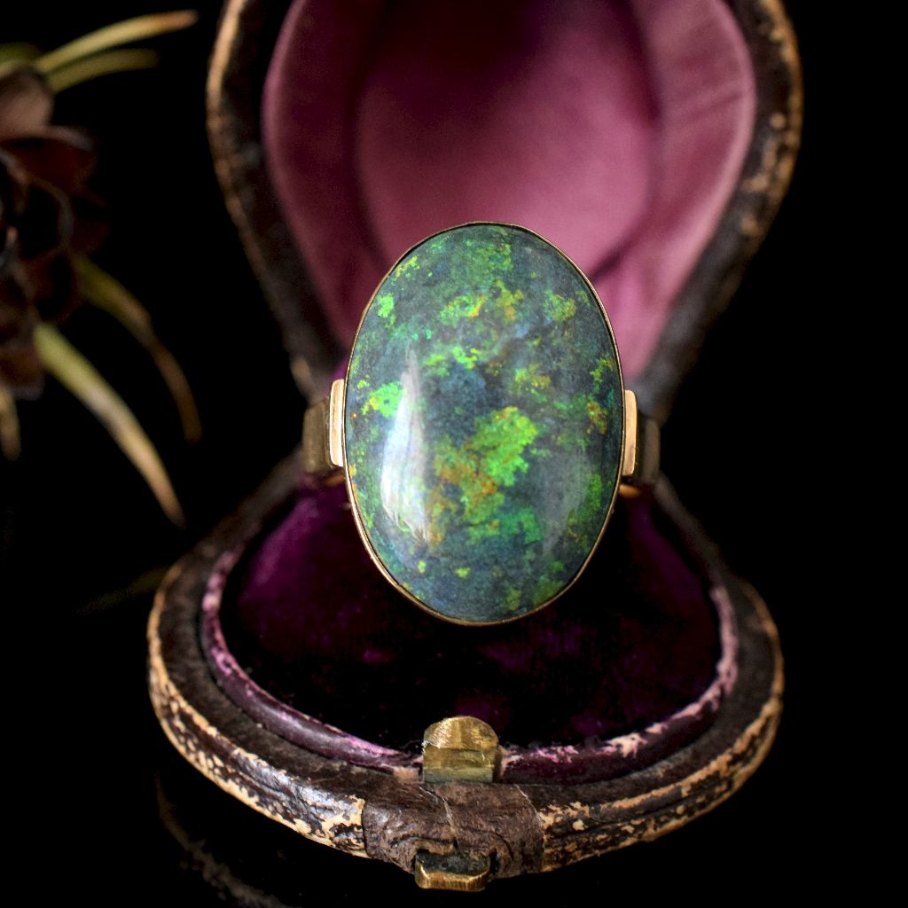 Vintage-Modern 9ct Yellow Gold Treated Matrix Opal Ring (Independent Valuation Included with Purchase $5000)
