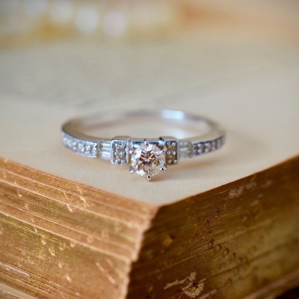 Modern 18ct White Gold Diamond Engagement Ring