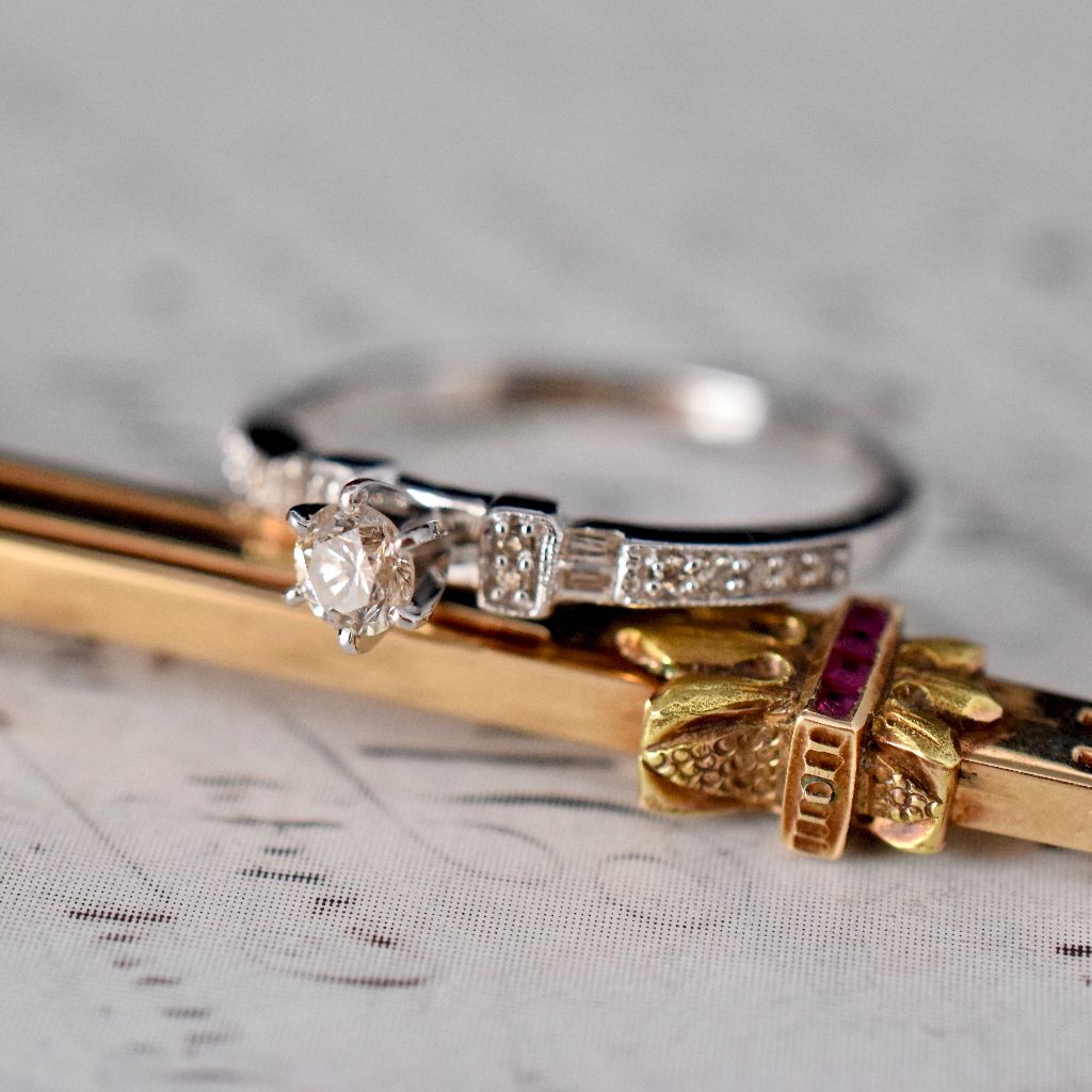 Modern 18ct White Gold Diamond Engagement Ring