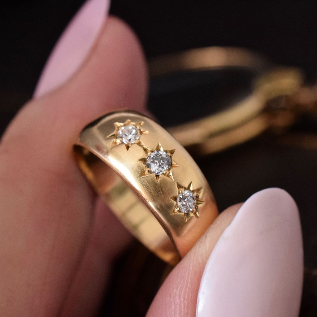 Antique Australian 18ct Gold Diamond ‘Gypsy’ Ring by Larard Bros circa 1900