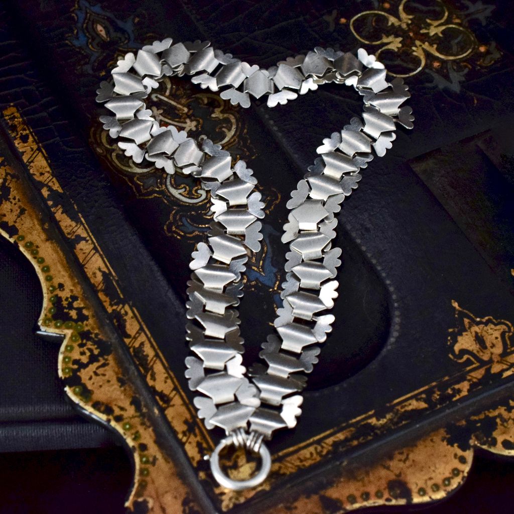 Victorian Era Sterling Silver Book-Chain Necklace Circa 1890