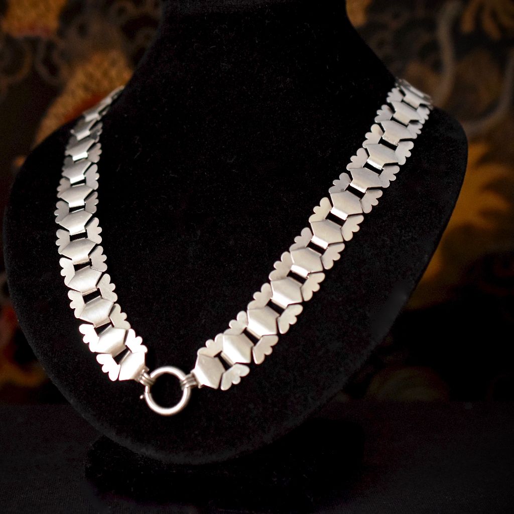 Victorian Era Sterling Silver Book-Chain Necklace Circa 1890