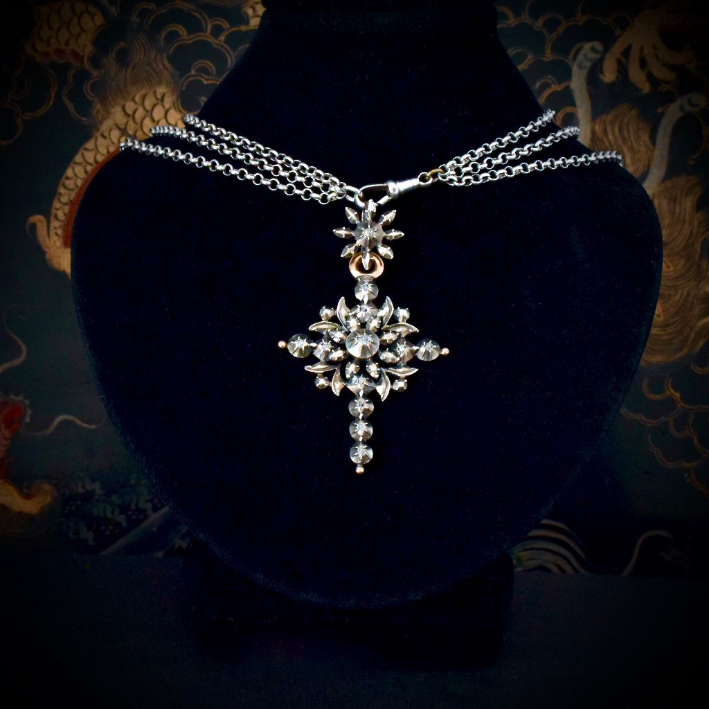 Antique Early Victorian Belgian ‘Flemish’ Diamond Cross Circa 1850