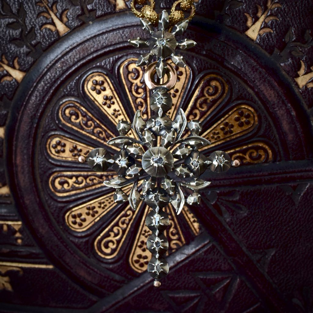 Antique Early Victorian Belgian ‘Flemish’ Diamond Cross Circa 1850