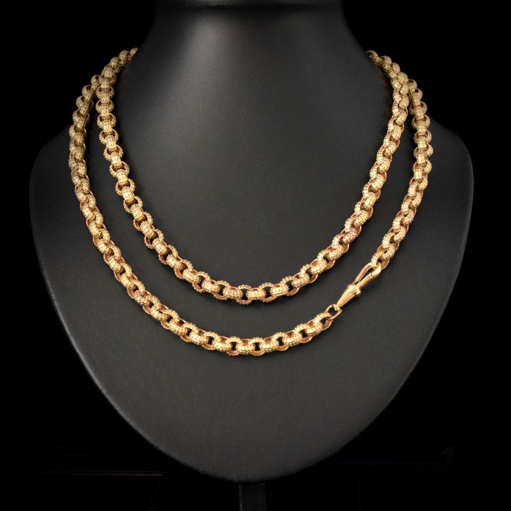Georgian /Early Victorian Gold Gilt Pinchbeck Long Chain Circa 1800