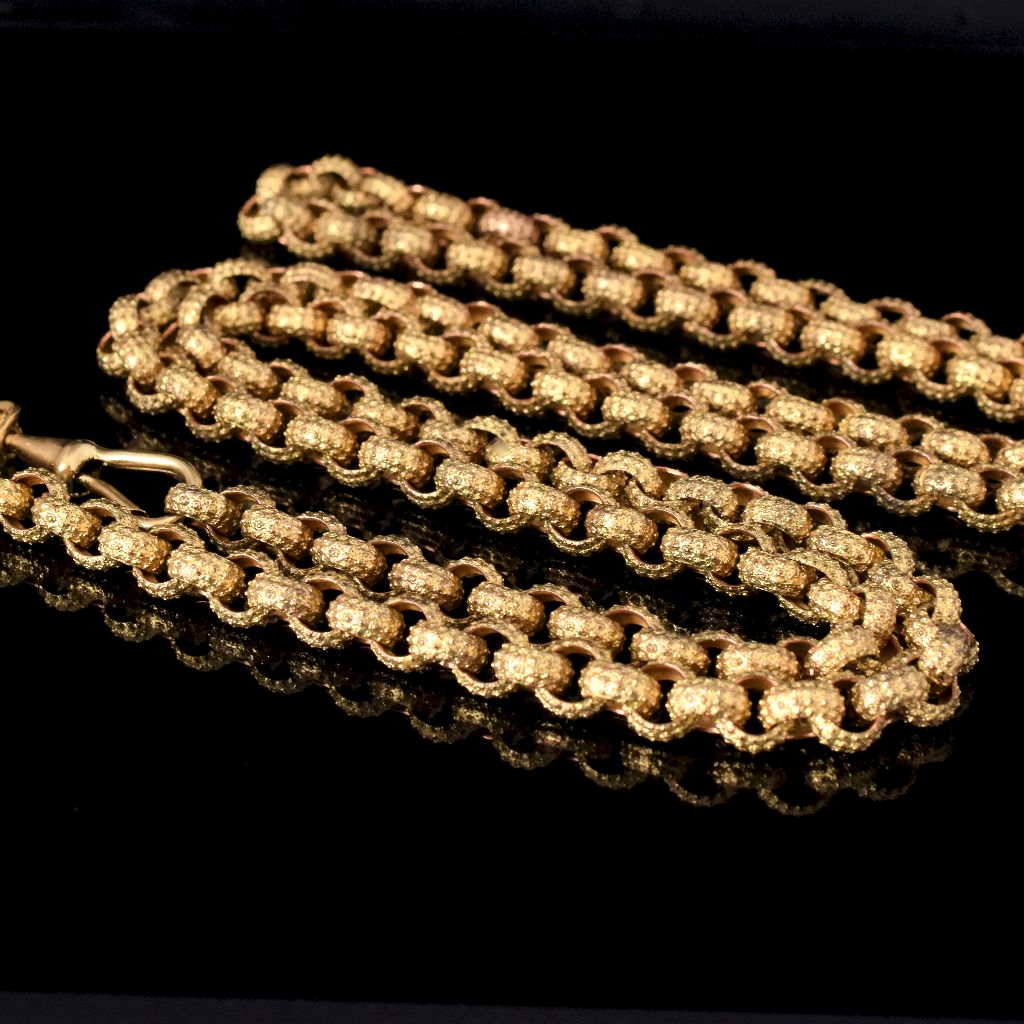 Georgian /Early Victorian Gold Gilt Pinchbeck Long Chain Circa 1800