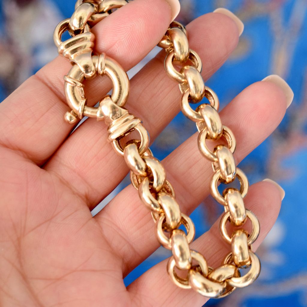 Superb 9ct Yellow Gold Belcher Link Bracelet 29 Grams