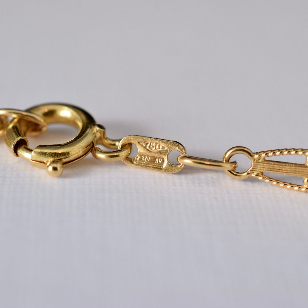 Vintage 18ct Yellow Gold Fancy Link Italian Long Chain 64cm