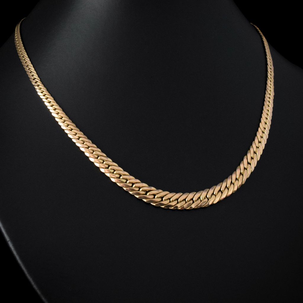 Italian 9ct Yellow Gold Flat Curblink Necklace