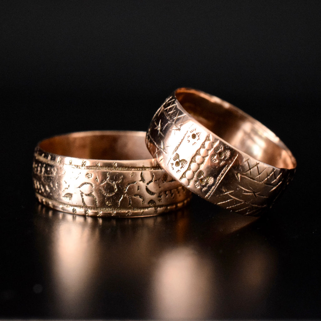 Antique 9ct Rose Gold ‘Chester’ Floral Wide Cigar Band
