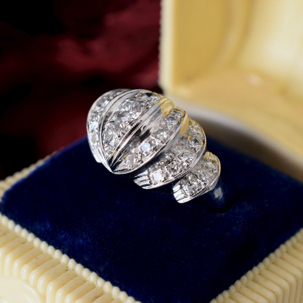 Vintage 1960’s 14ct White Gold Diamond ‘Shrimp’ Ring