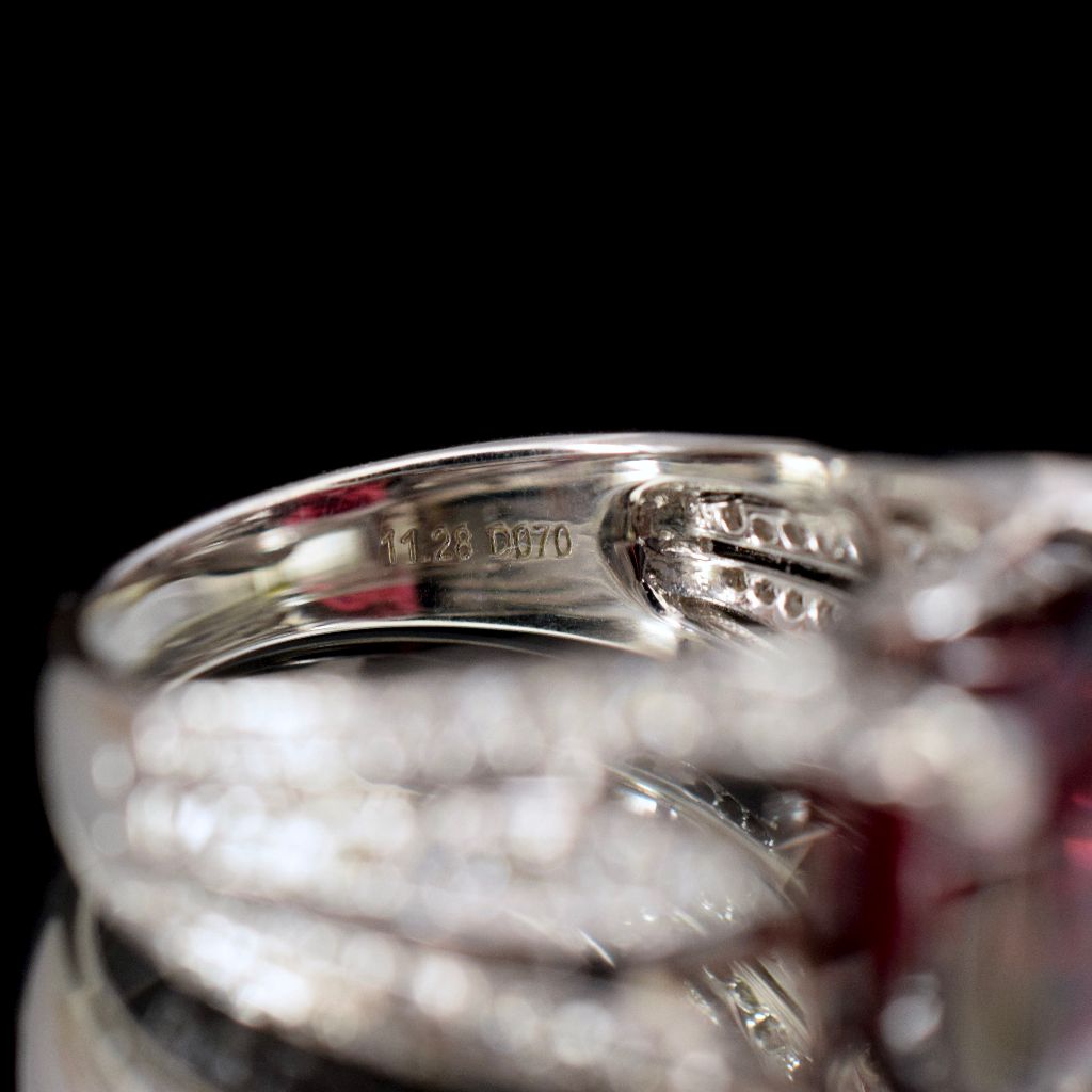 Modern 18ct White Gold Pyrope Garnet And Diamond Ring