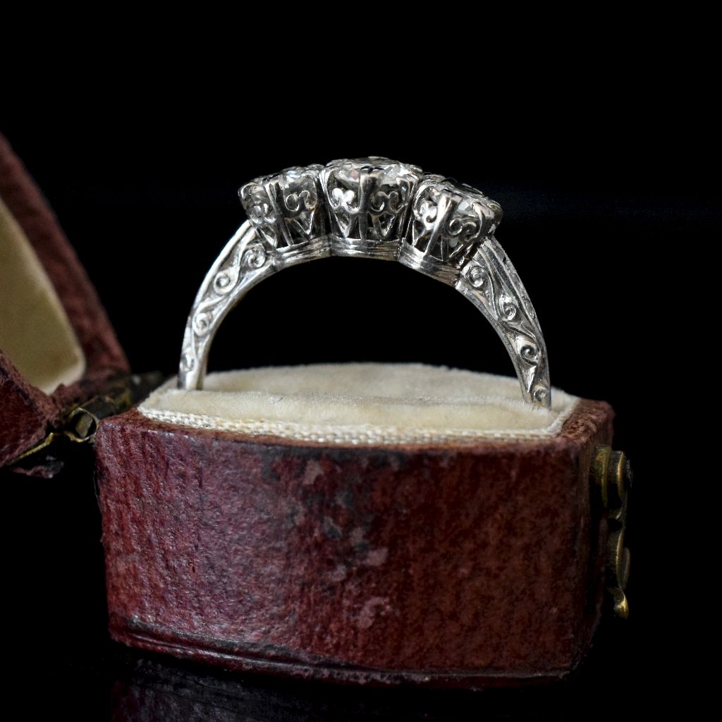 Antique Art Deco 18ct White Gold / Platinum Diamond Ring 0.80ct Circa 1935