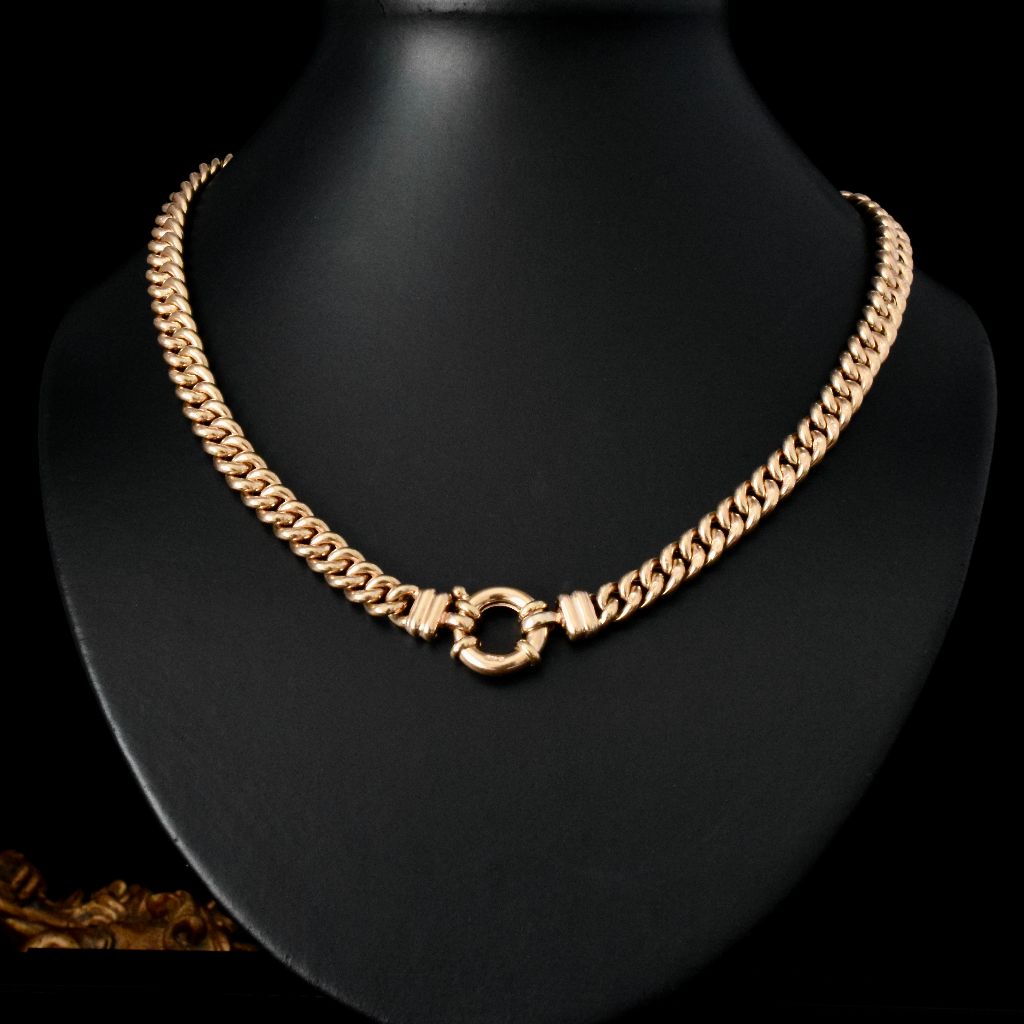 Superb Modern 9ct Rose Gold Curblink Necklace 41 Grams