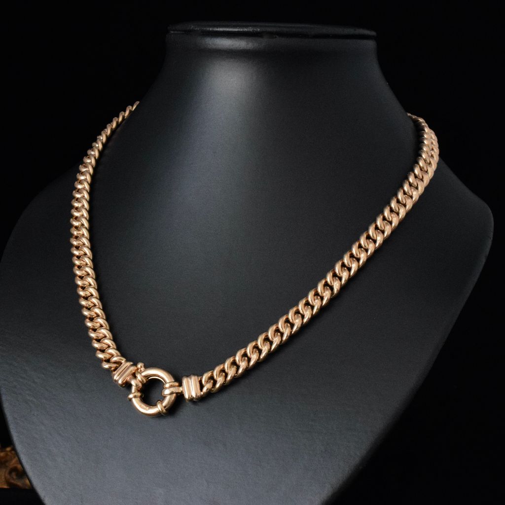 Superb Modern 9ct Rose Gold Curblink Necklace 41 Grams