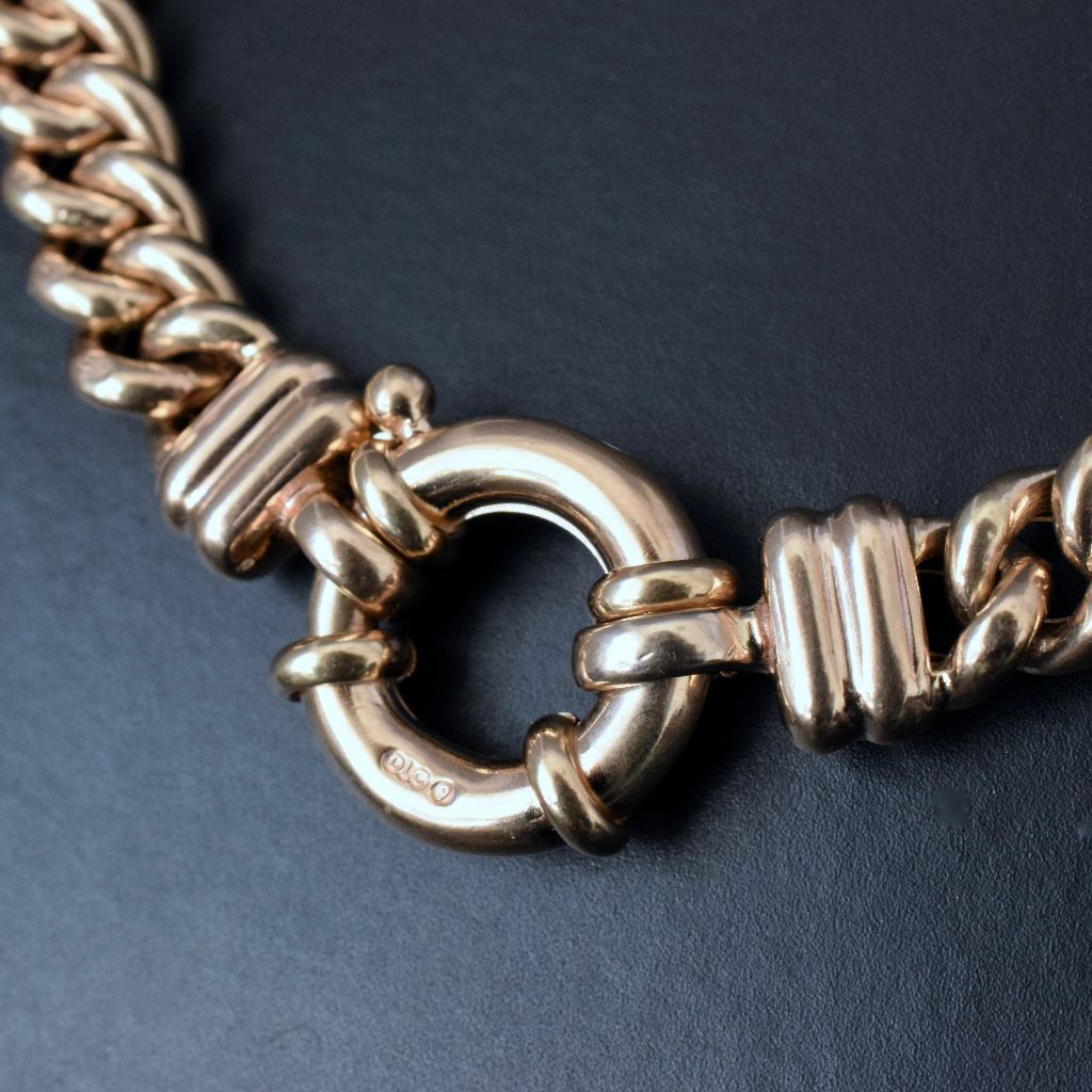 Superb Modern 9ct Rose Gold Curblink Necklace 41 Grams