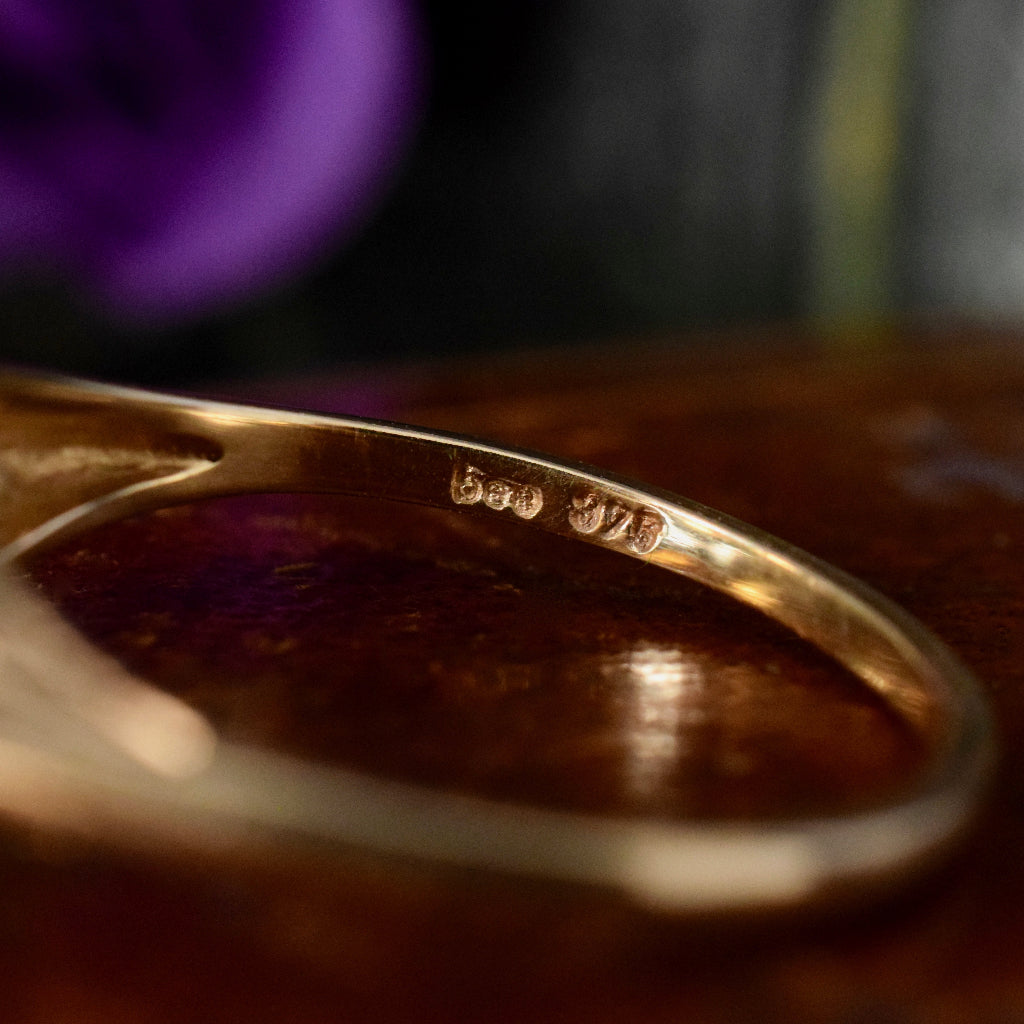 Dainty Vintage 9ct Yellow Gold Citrine Trilogy Ring