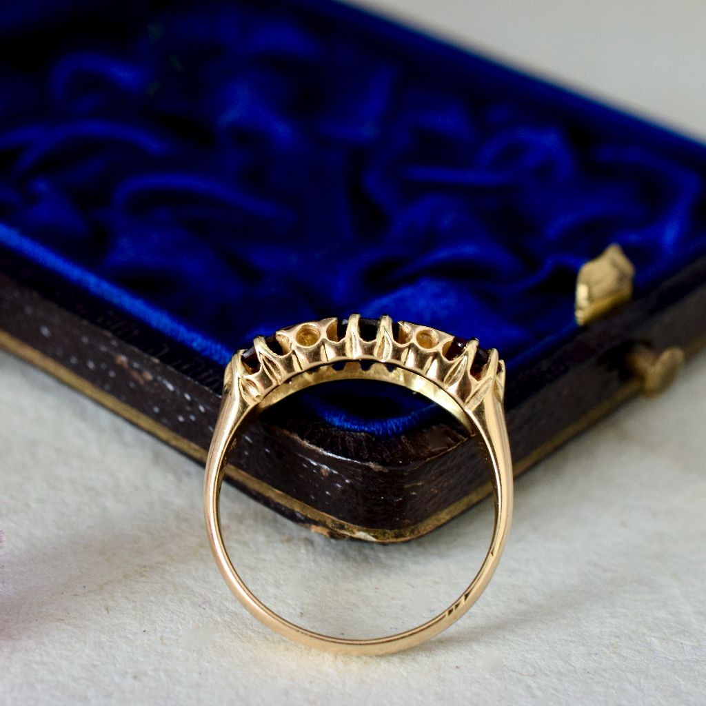 Antique 18ct Yellow Gold Garnet Rose-Cut Diamond Ring Birmingham 1915