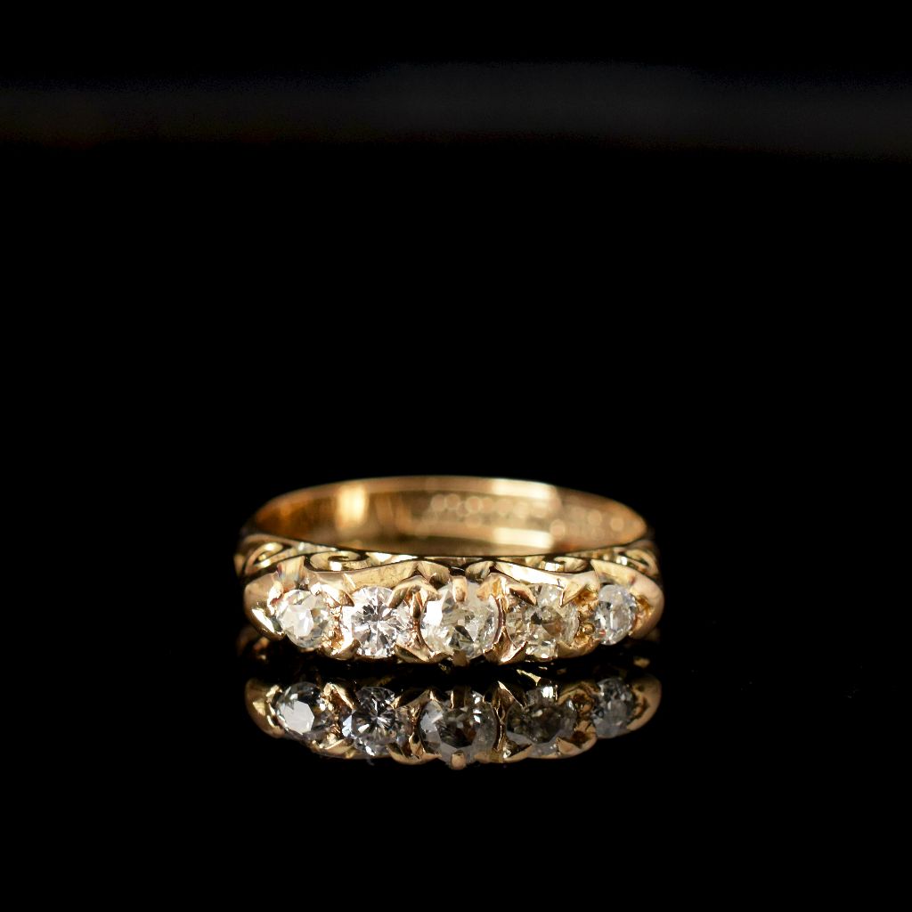 Antique Australian 18ct Yellow Gold Five Stone Diamond Ring Circa 1890