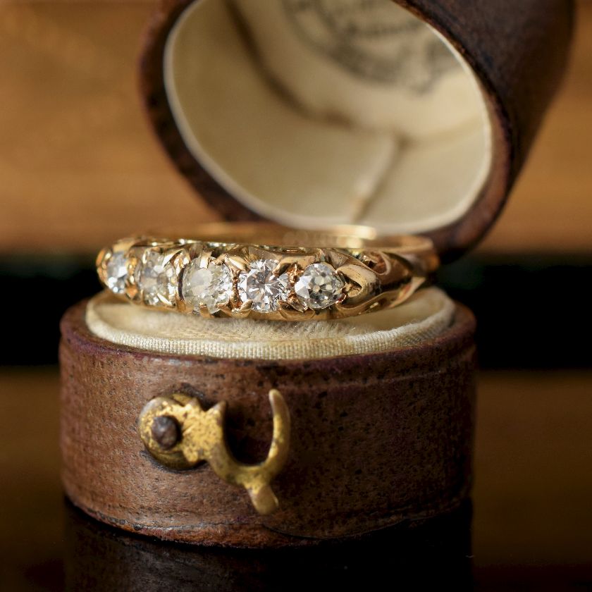 Antique Australian 18ct Yellow Gold Five Stone Diamond Ring Circa 1890