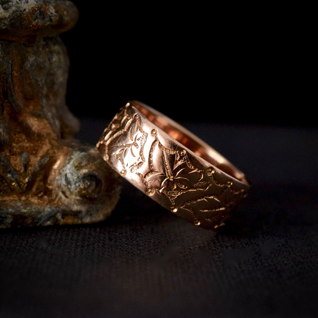 Antique ‘Ivy Leaf’ 9ct Rose Gold Birmingham Ring 1916